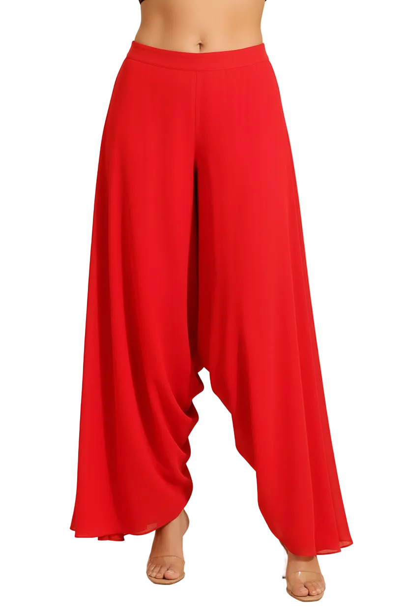 Red Flared Palazzo Top Set with Tie up Dupatta