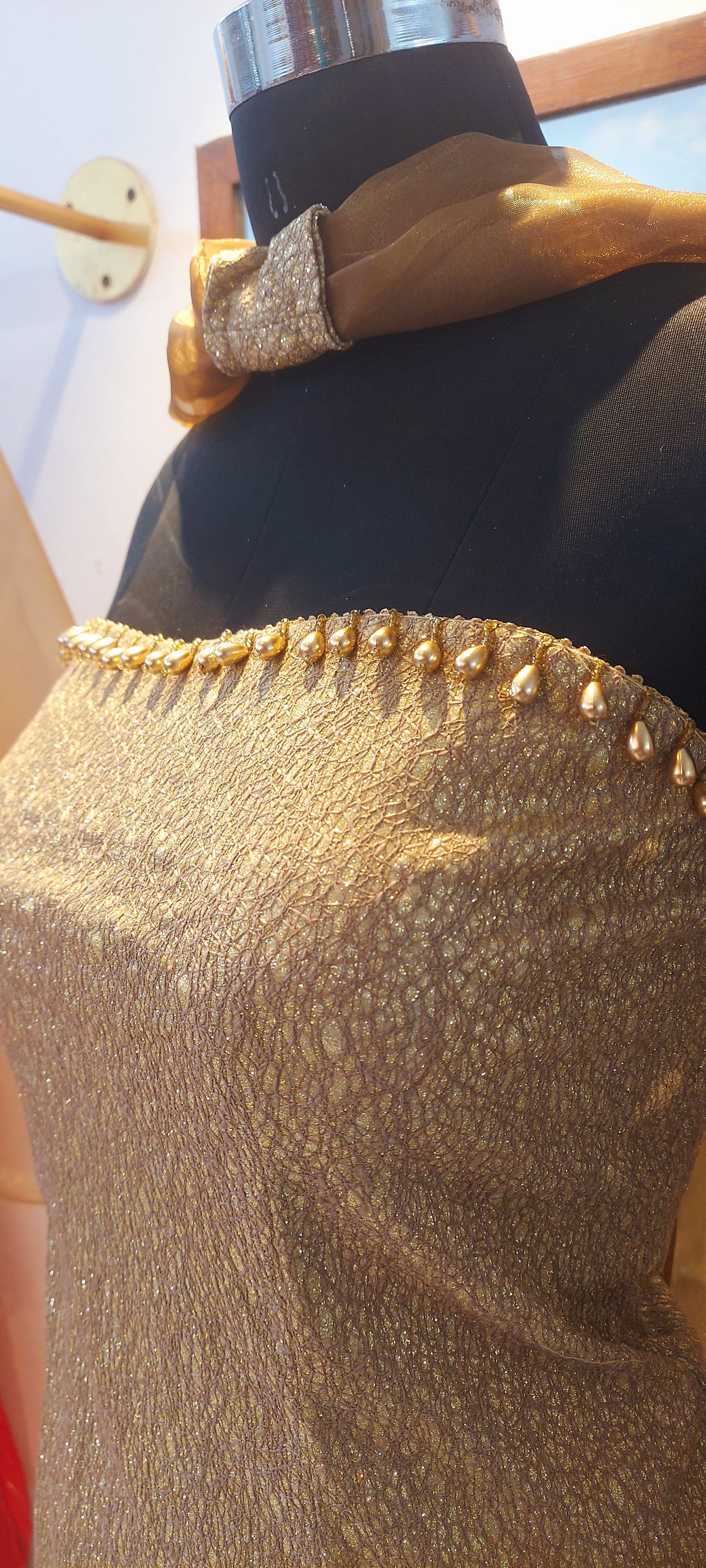 Gold Strapless Kurta and Sharara Set
