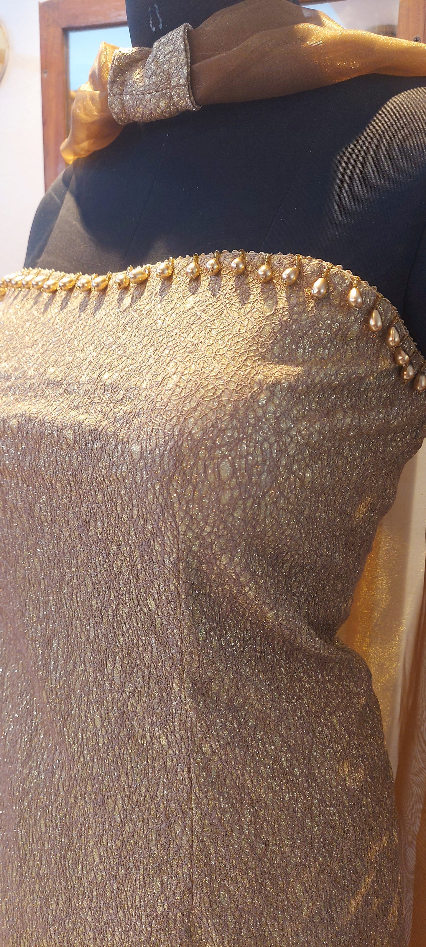 Gold Strapless Kurta and Sharara Set