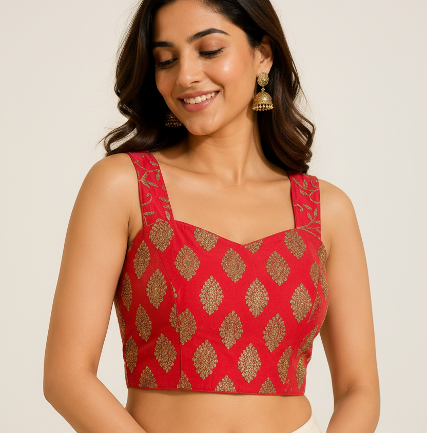 Red Flared Palazzo Top Set with Tie up Dupatta